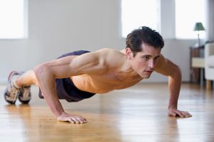 Man exercising at home